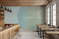 Mural de Pared con Arcos Geométricos en Salvia y Azul