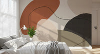 Minimalist Earth Tone Abstract Shapes Wall Mural