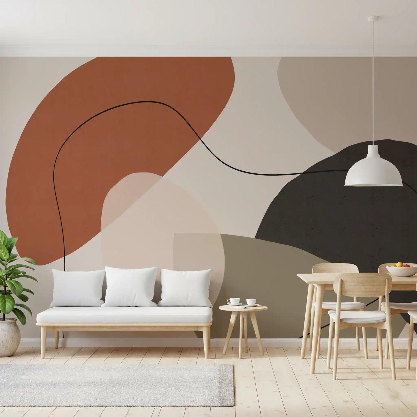 Minimalist Earth Tone Abstract Shapes Wall Mural