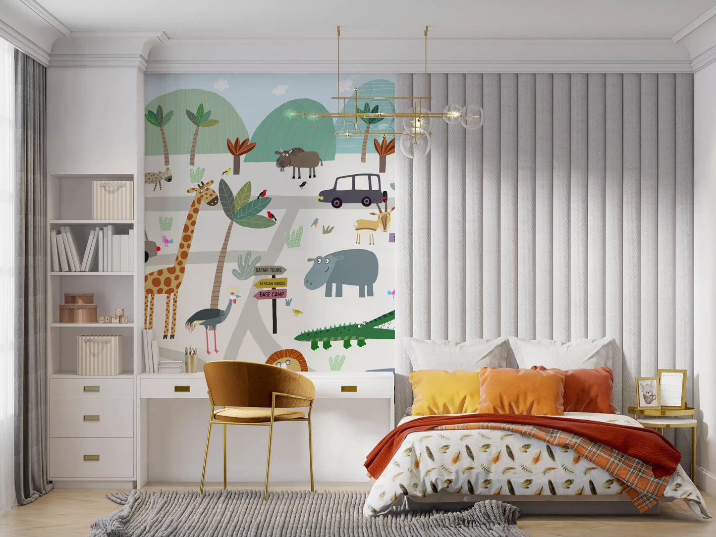 Safari Animal Adventure Map Wall Mural