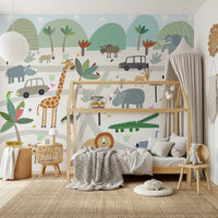 Safari Animal Adventure Map Wall Mural