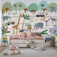 Safari Animal Adventure Map Wall Mural