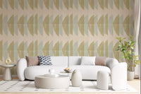 Abstract Sage and Sand Geometric Arches Wallpaper⁠
