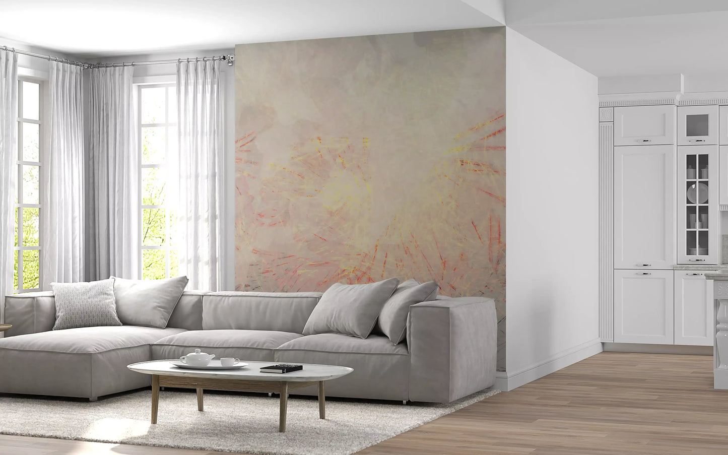 Abstract Golden Dawn Wisps Wall Mural