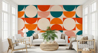 Abstract Semicircle Grid Motif Wall Mural