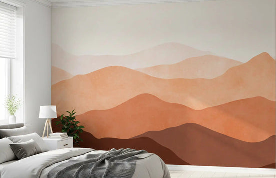 Terracotta and cream dunes on a wall mural warming a bedroom GD11276
