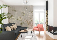 Papier peint mural feuillage aux coups de pinceau doux