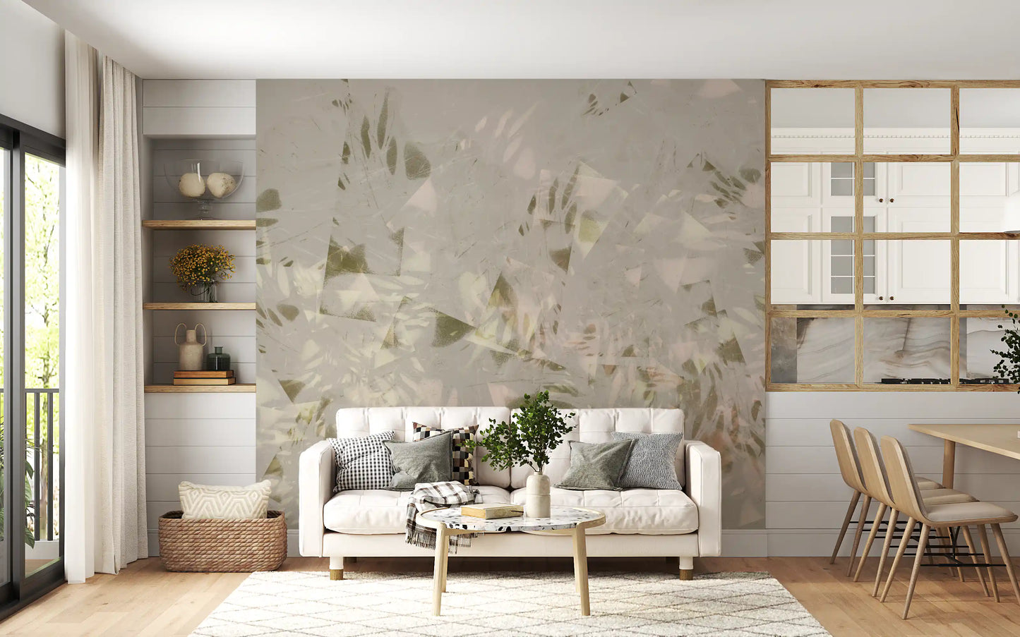 Papier peint mural feuillage aux coups de pinceau doux