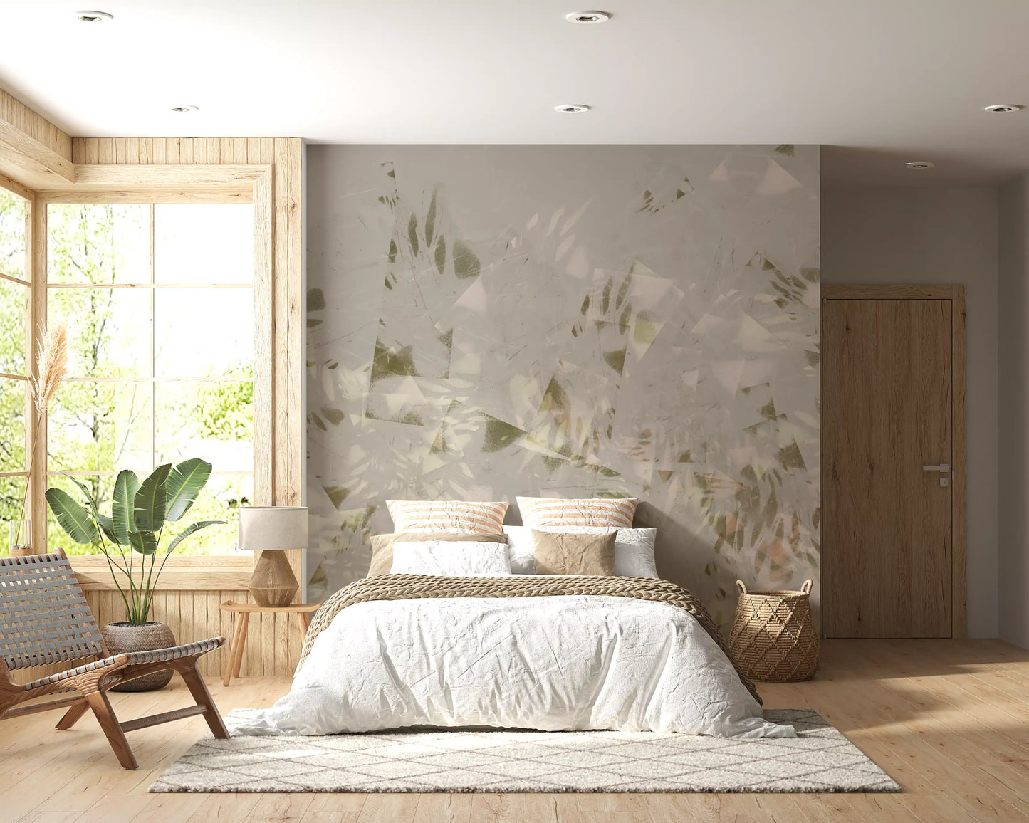 Papier peint mural feuillage aux coups de pinceau doux