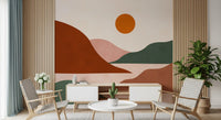 Minimalist Terracotta Horizon Wall Mural