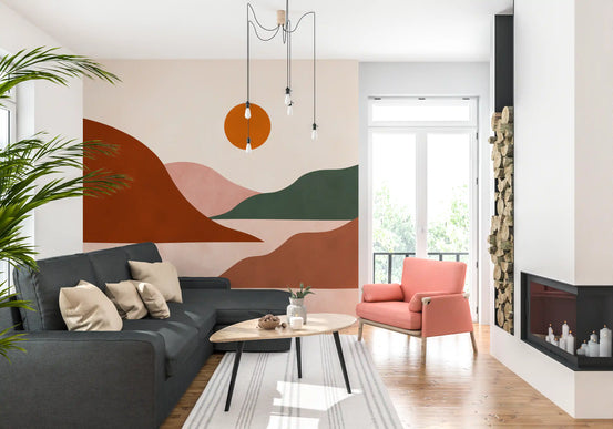 Minimalistisches Terrakotta-Horizont-Wandbild