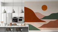 Minimalist Terracotta Horizon Wall Mural