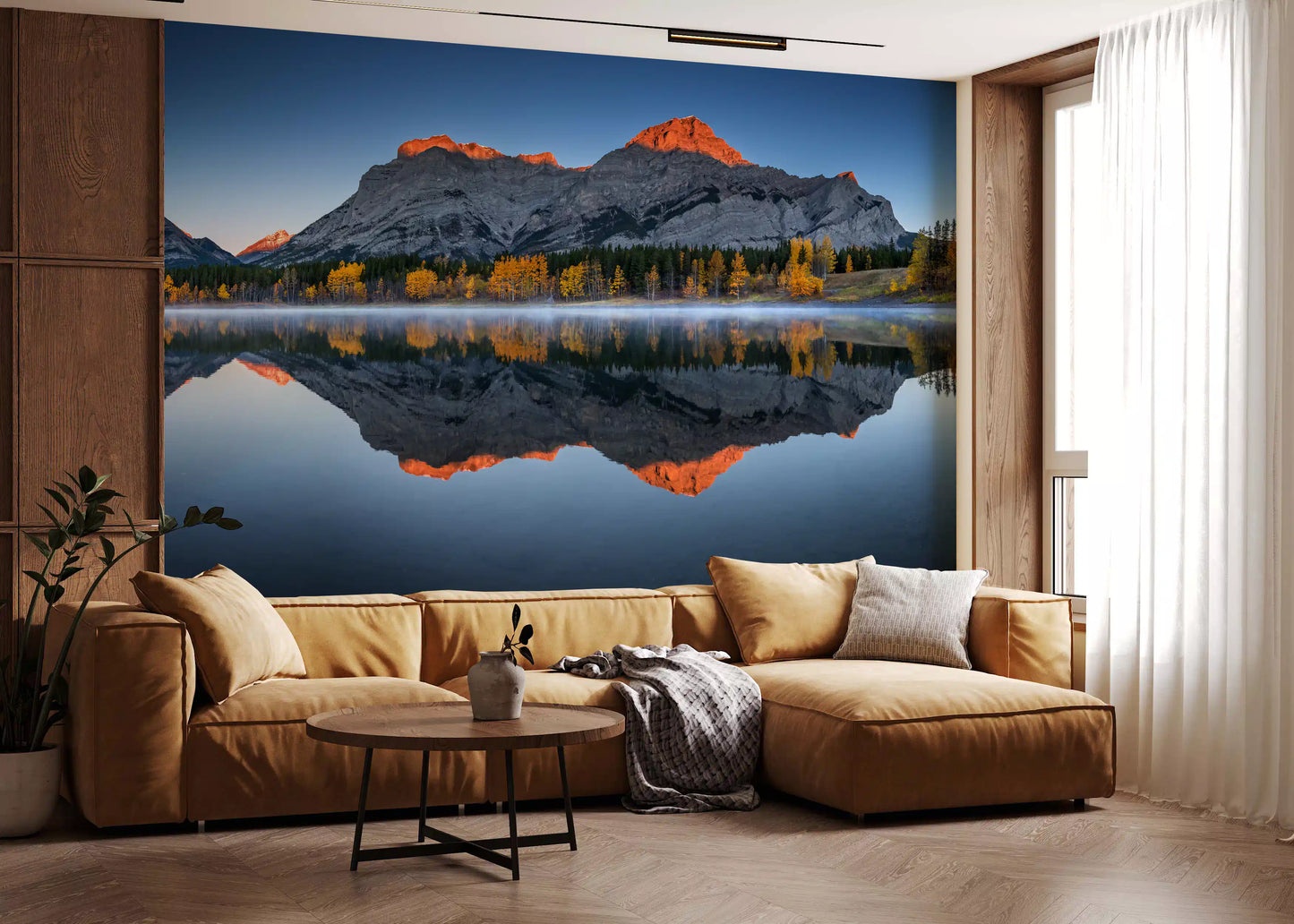 Papel de Parede Mural Reflexo Alpino Golden Peak