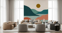 Mural de Parede Minimalista Picos do Vale ao Pôr do Sol