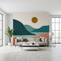Mural de Parede Minimalista Picos do Vale ao Pôr do Sol