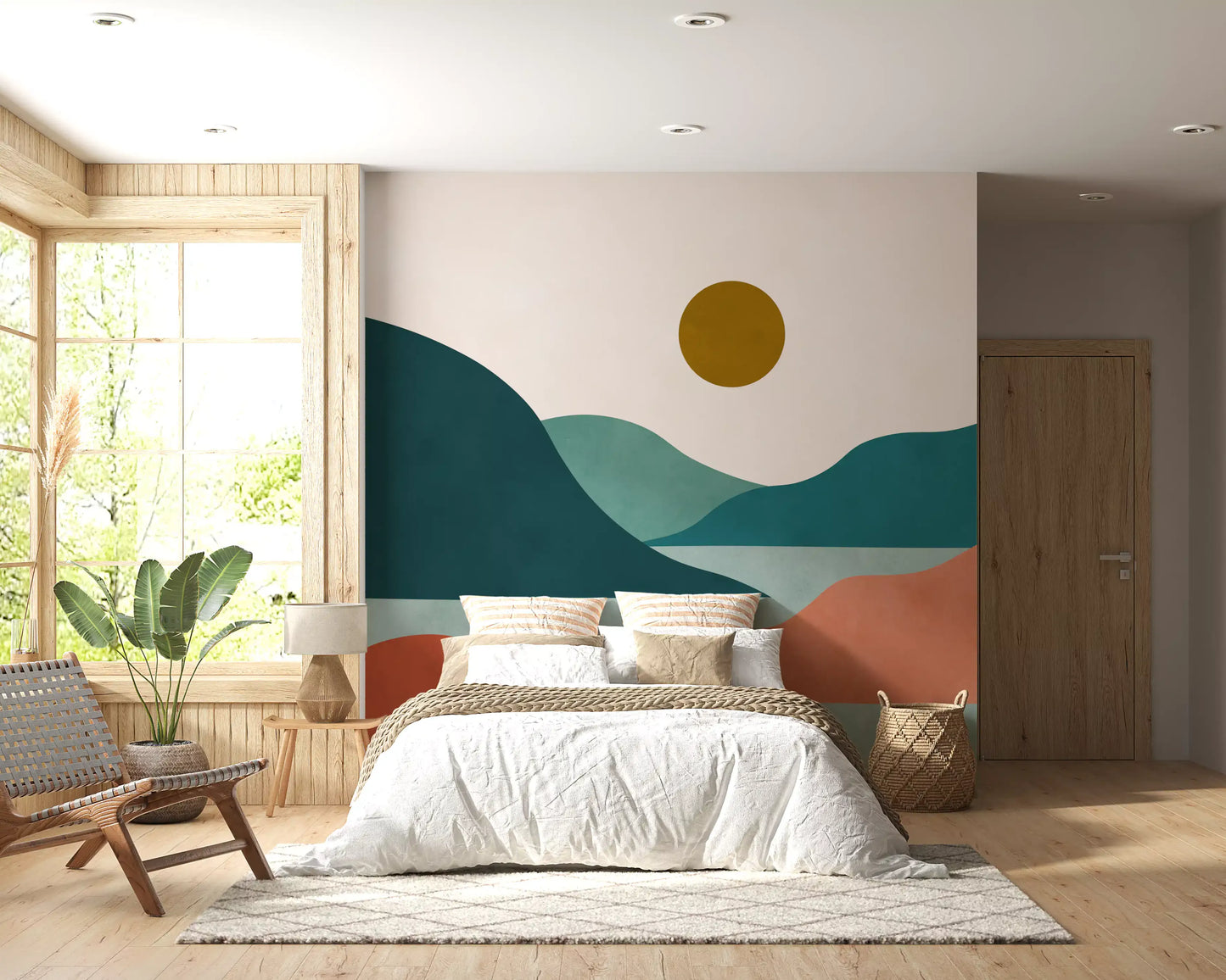 Mural de Parede Minimalista Picos do Vale ao Pôr do Sol
