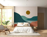 Mural de Parede Minimalista Picos do Vale ao Pôr do Sol