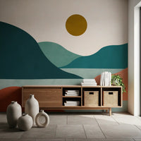 Mural de Parede Minimalista Picos do Vale ao Pôr do Sol