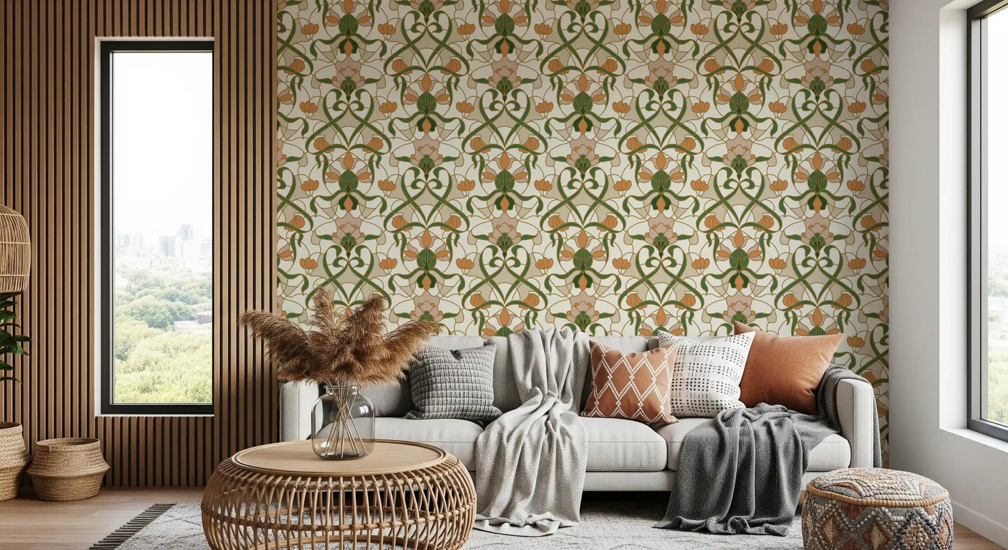Jugendstil Blumenranken Tapete