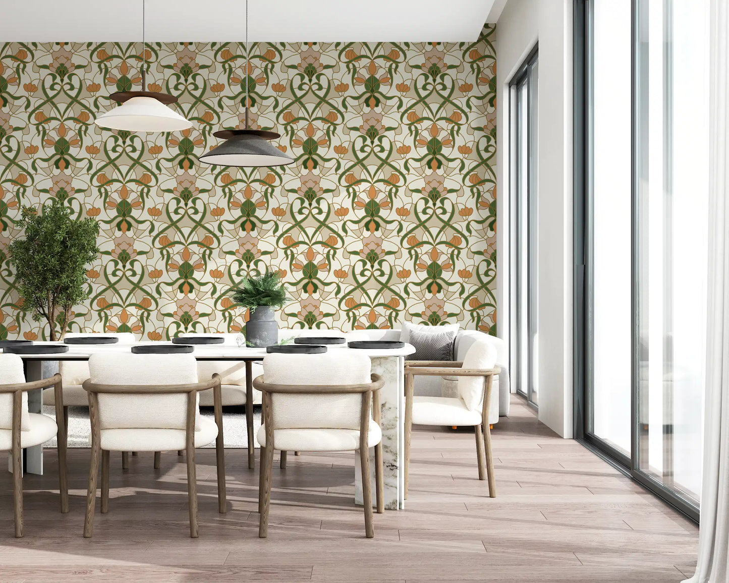 Jugendstil Blumenranken Tapete