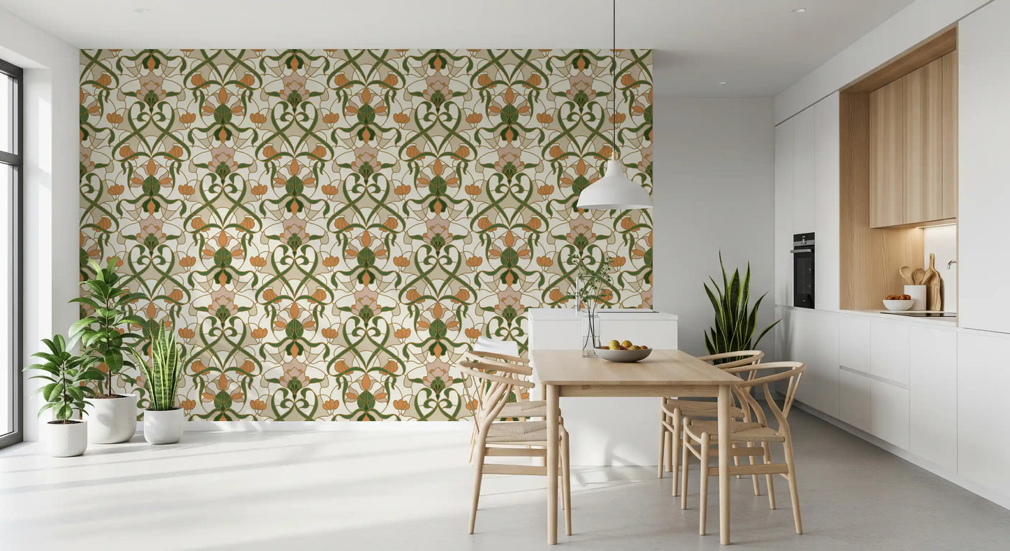 Jugendstil Blumenranken Tapete