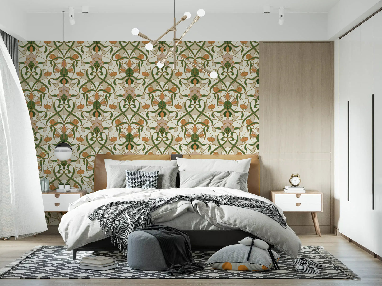 Jugendstil Blumenranken Tapete