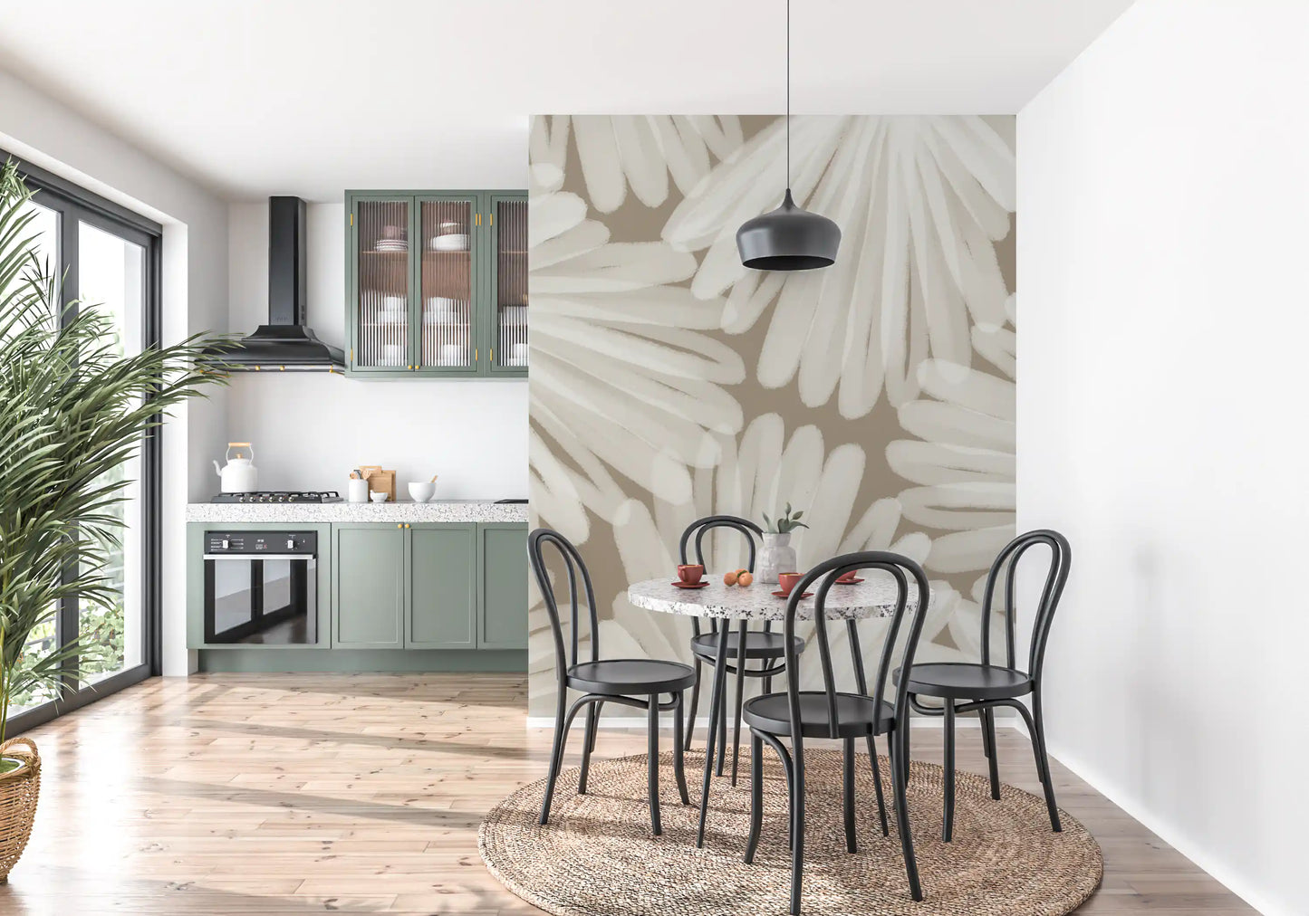 Minimalistische Bloom Layers Wandtapete