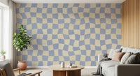 Welliges kariertes Wandbild mit weichem blauem Raster