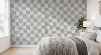 Welliges kariertes Wandbild mit weichem blauem Raster