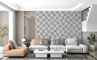 Welliges kariertes Wandbild mit weichem blauem Raster