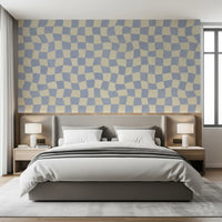 Welliges kariertes Wandbild mit weichem blauem Raster