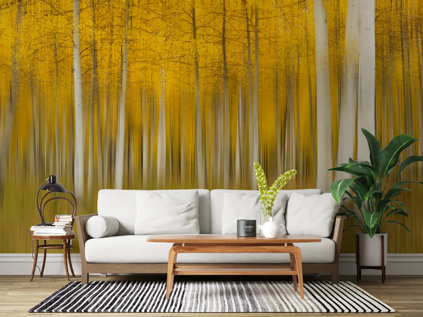 Golden Aspen Forest bevegelsesveggmaleri