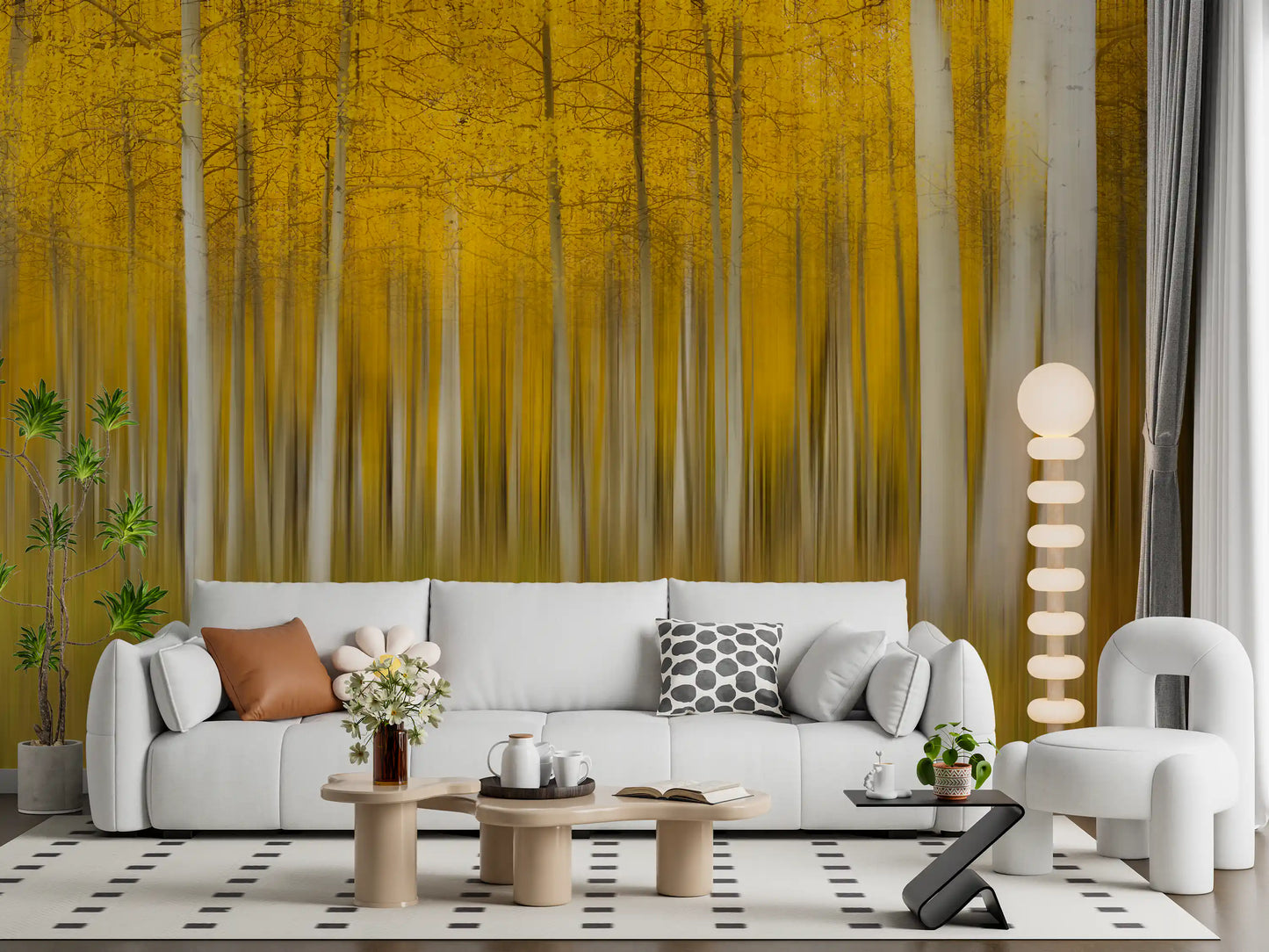 Golden Aspen Forest bevegelsesveggmaleri