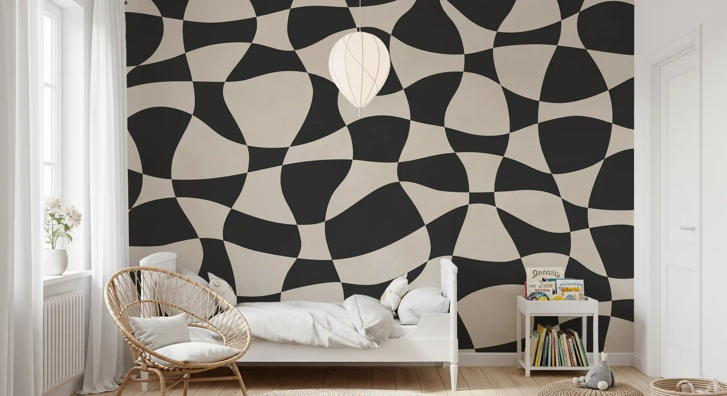 Welliges Monochromes Geometrie-Wandbild
