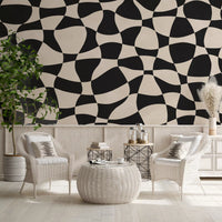 Welliges Monochromes Geometrie-Wandbild