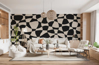 Welliges Monochromes Geometrie-Wandbild