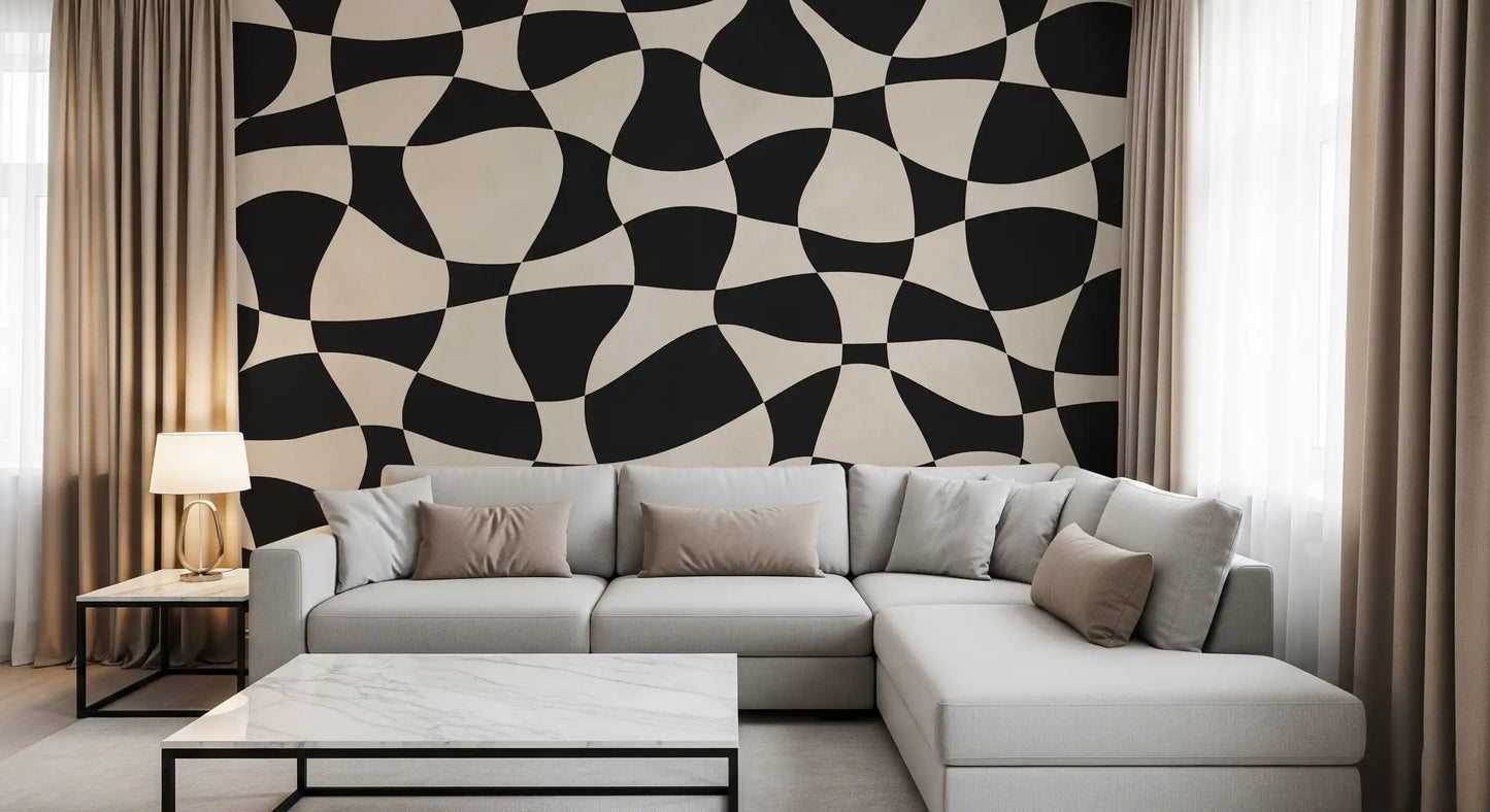 Welliges Monochromes Geometrie-Wandbild