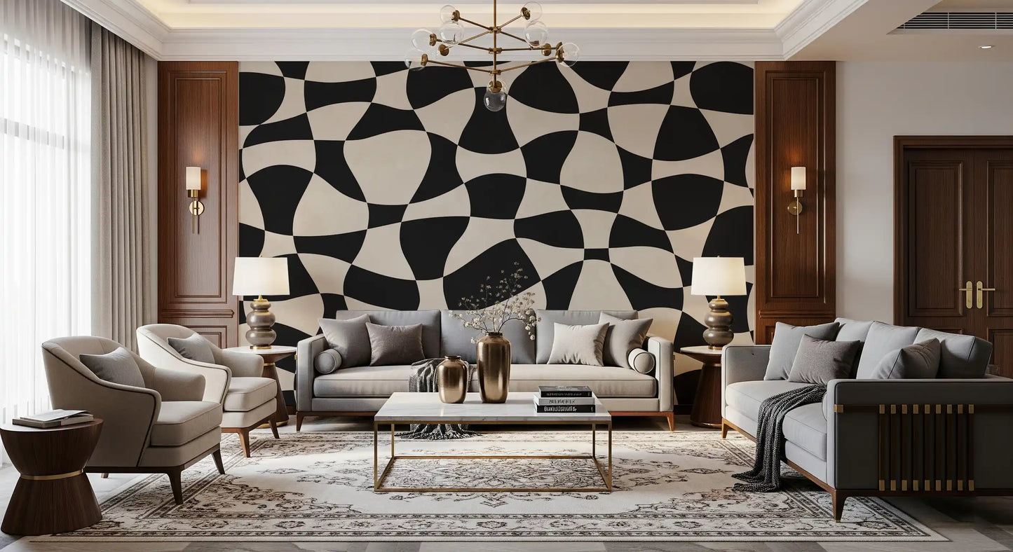 Welliges Monochromes Geometrie-Wandbild