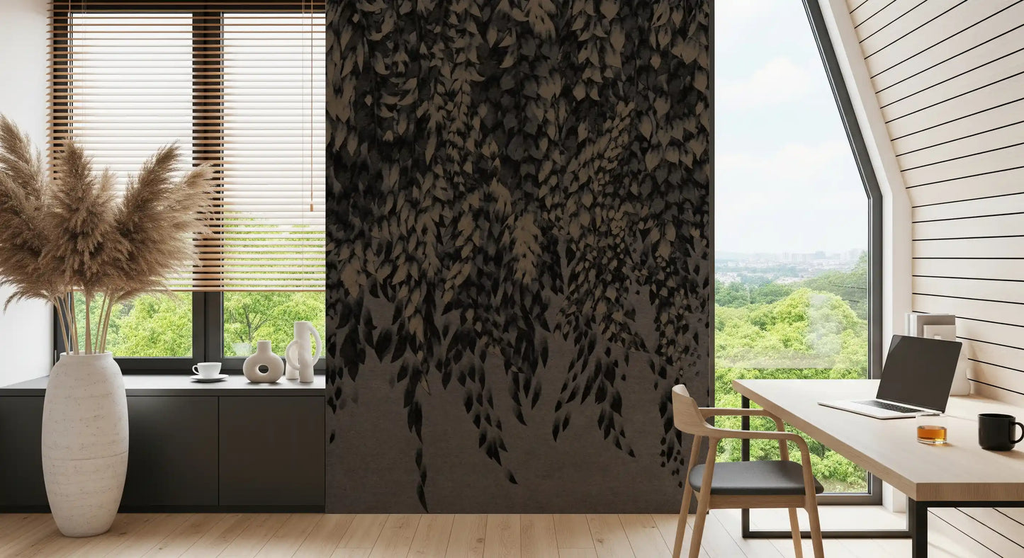 Wandbild Studie des fließenden Weidenbaums in Tuschemalerei