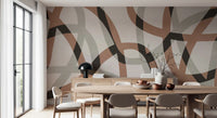 Fresque murale minimaliste arcs en charbon de bois et argile