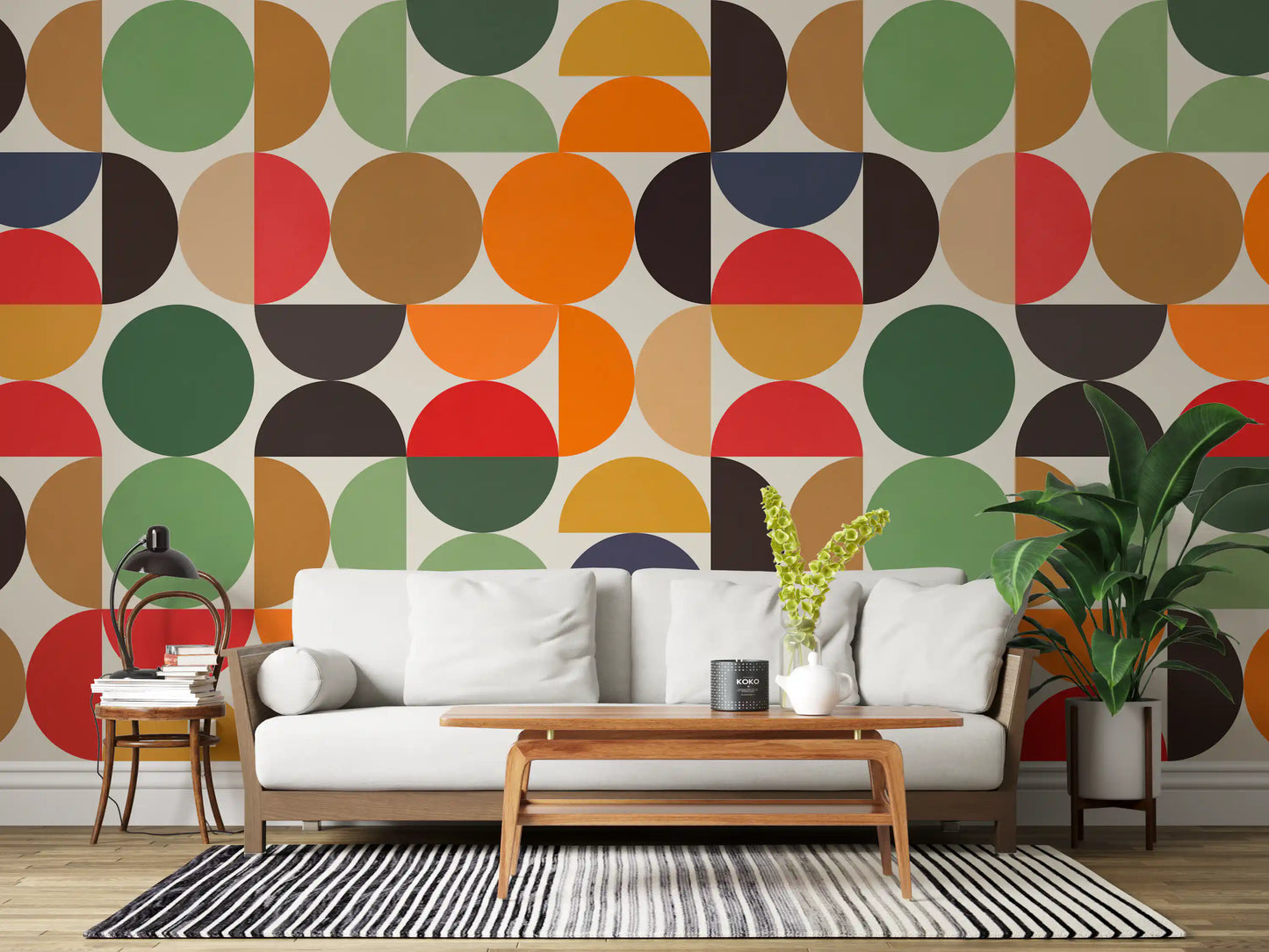 Boho Abstrakte Geo-Kreise Wandbild