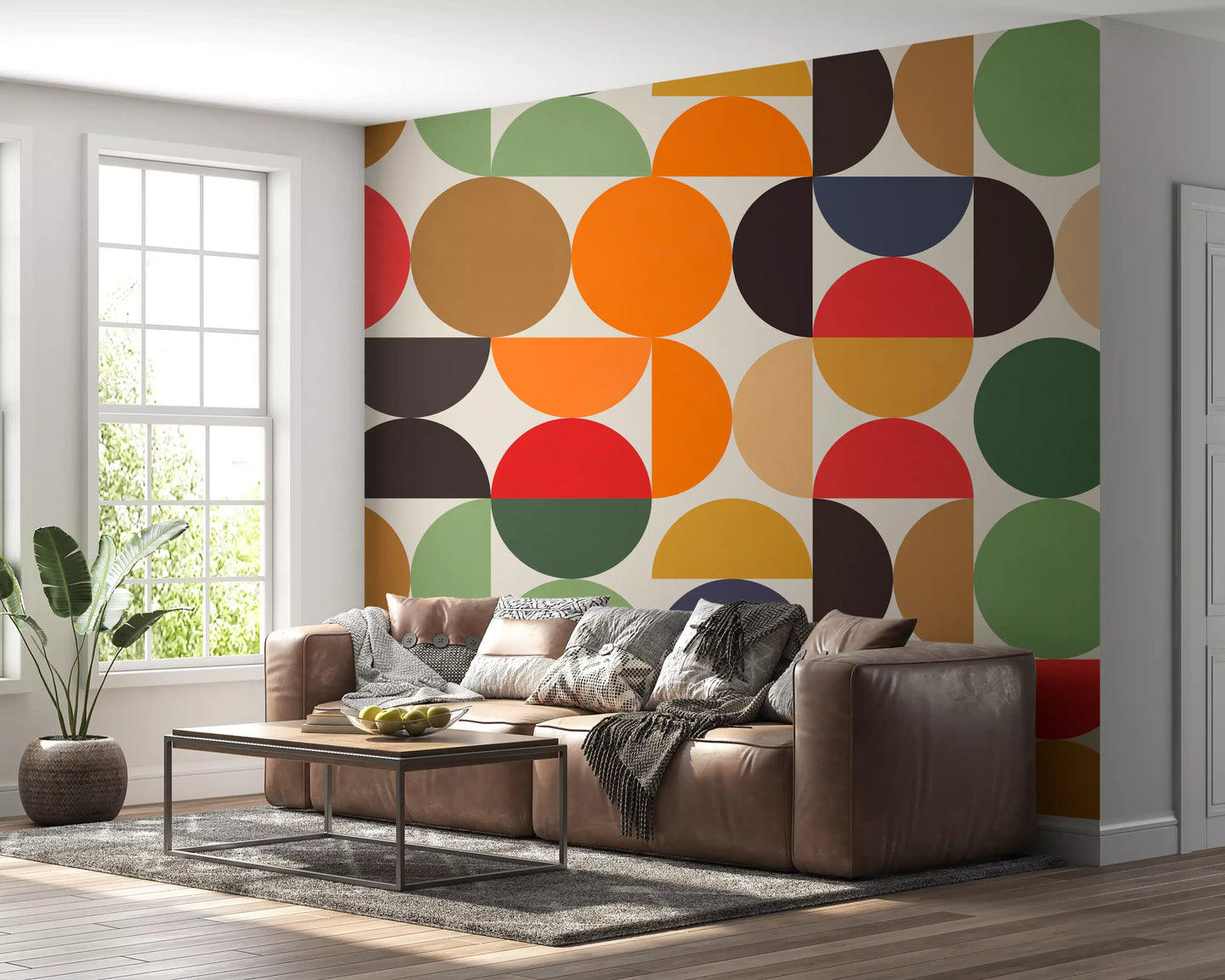 Boho Abstrakte Geo-Kreise Wandbild