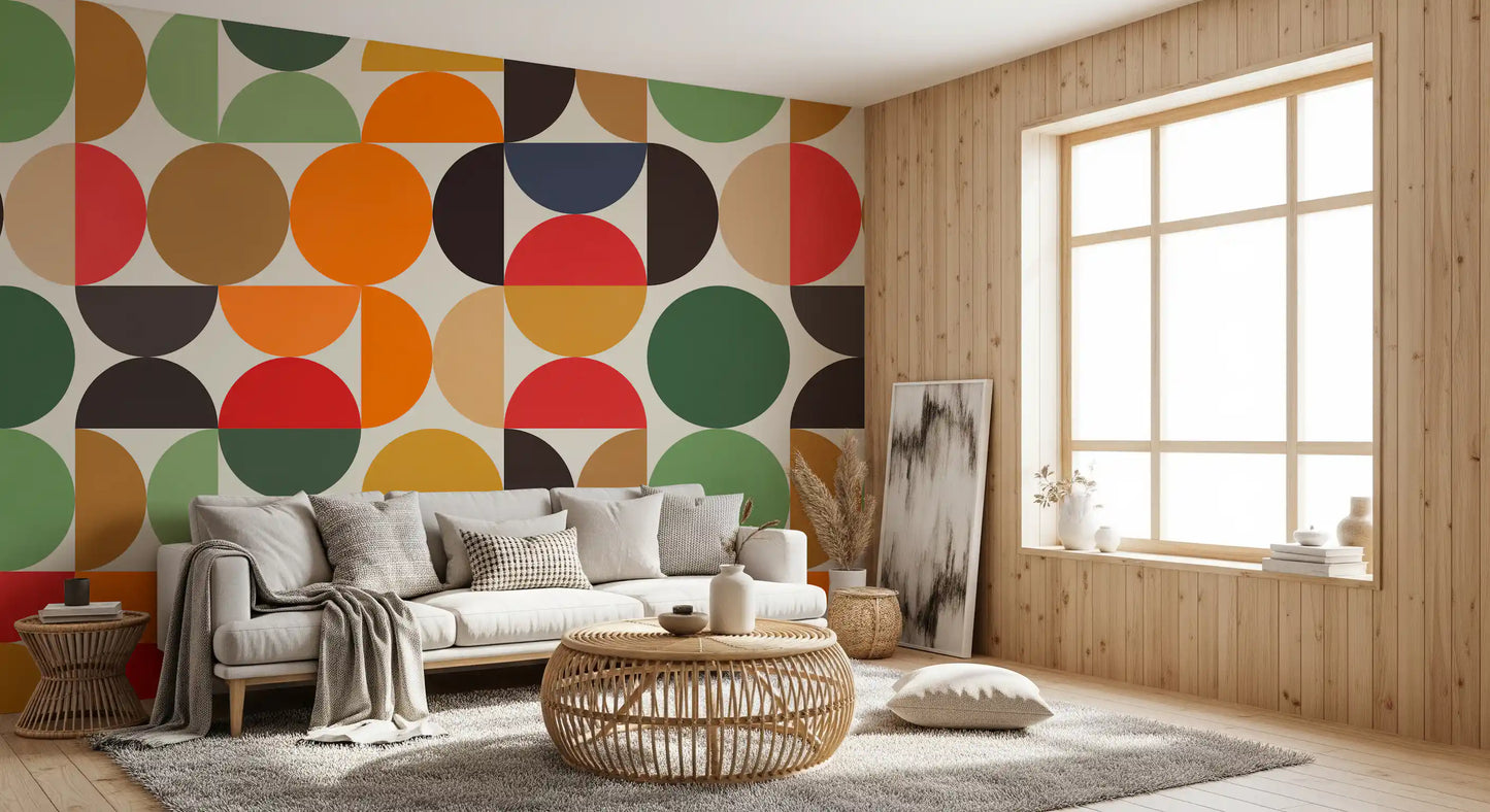 Boho Abstrakte Geo-Kreise Wandbild