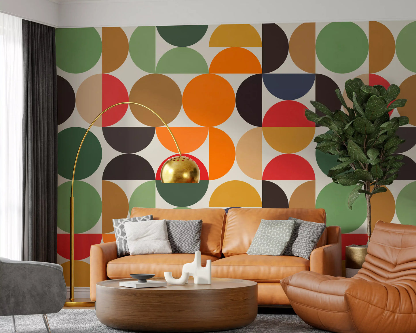 Boho Abstrakte Geo-Kreise Wandbild