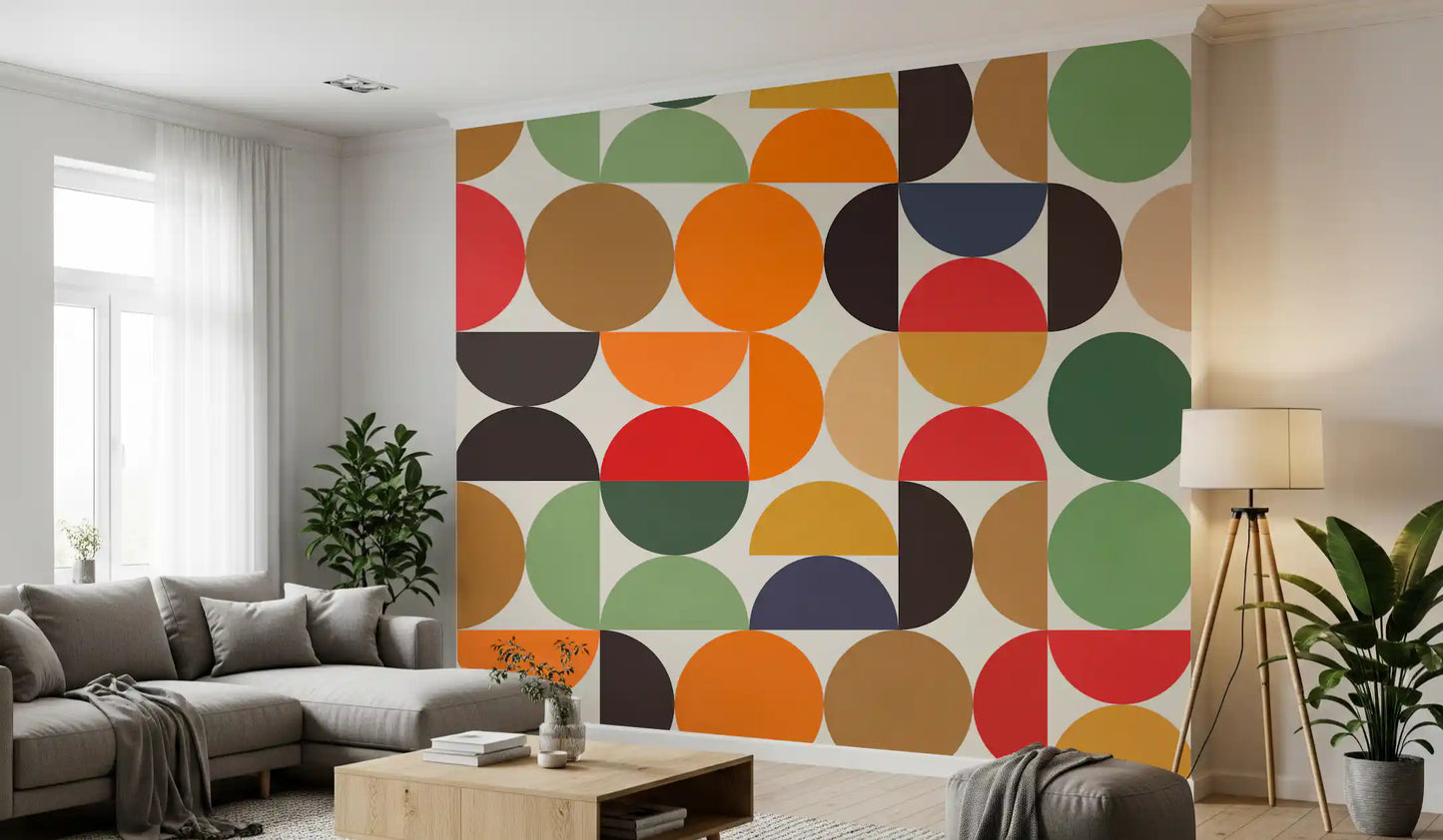 Boho Abstrakte Geo-Kreise Wandbild
