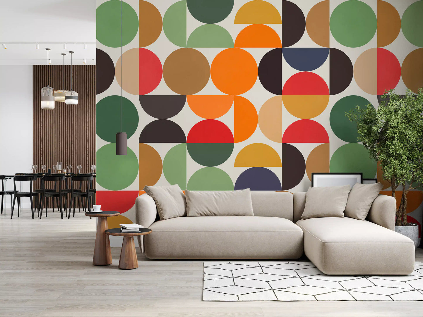 Boho Abstrakte Geo-Kreise Wandbild