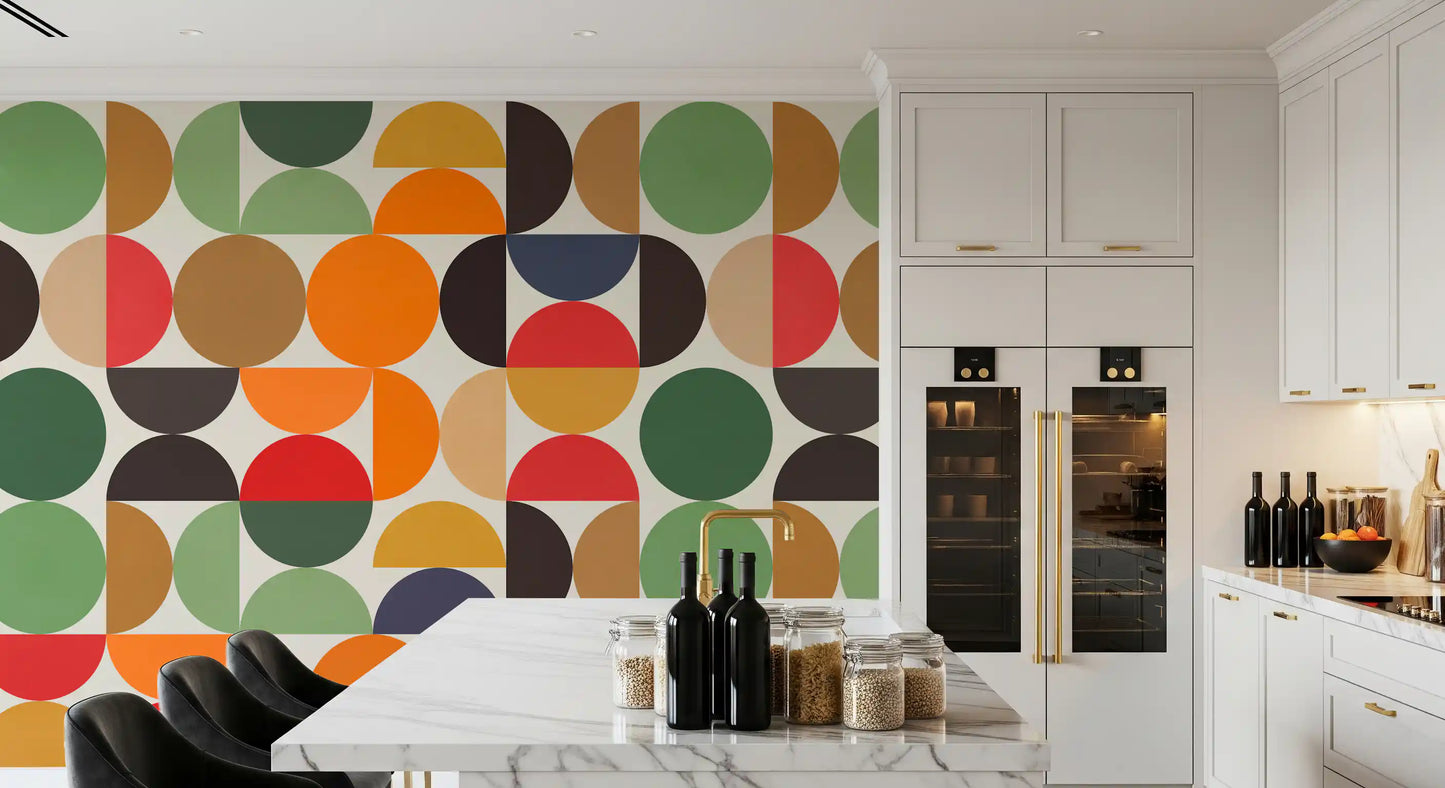 Boho Abstrakte Geo-Kreise Wandbild