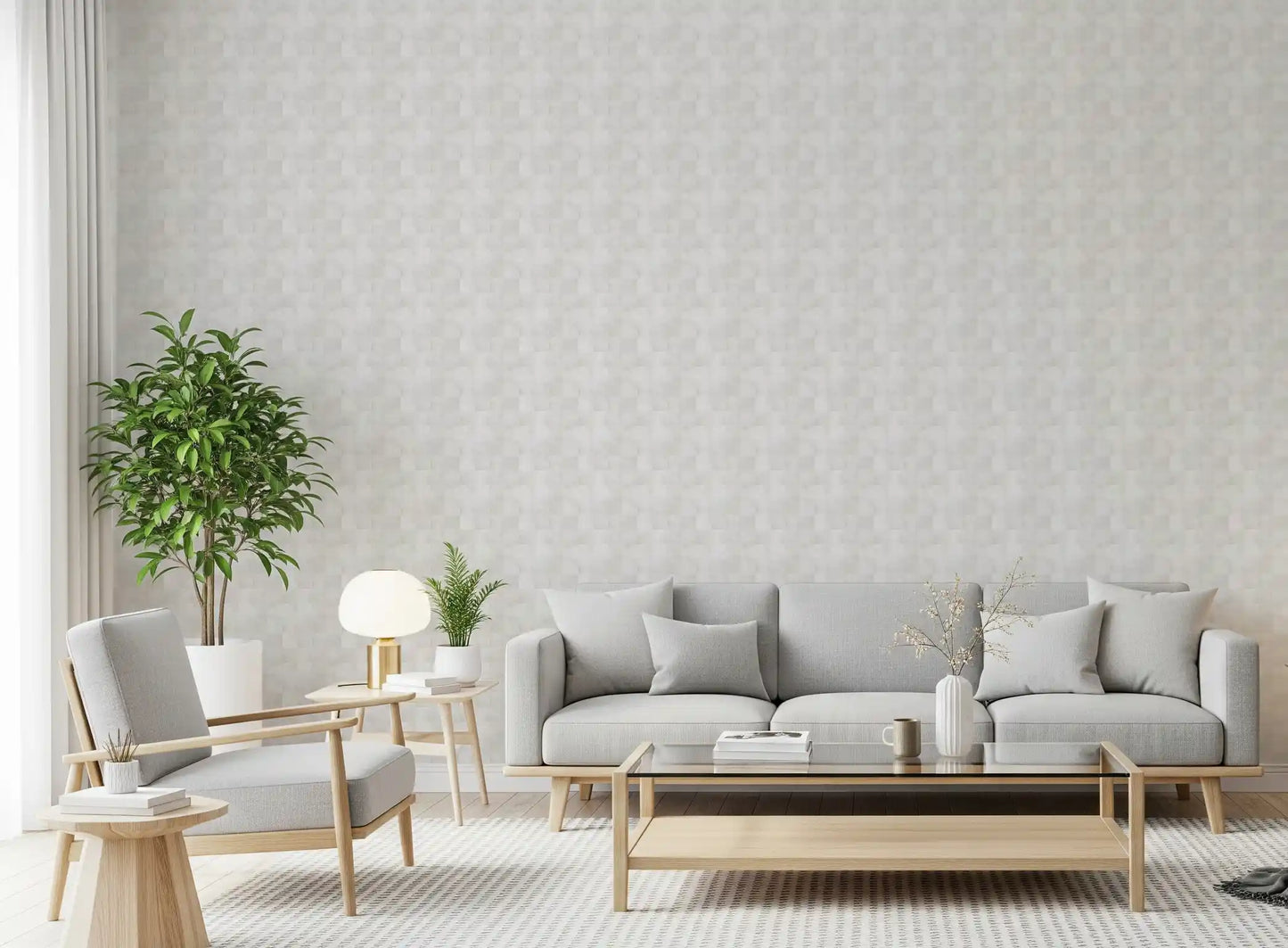 Tapeta Zellige Style Square Tiles - Ghost