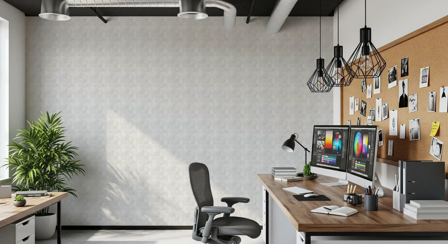 Tapeta Zellige Style Square Tiles - Ghost
