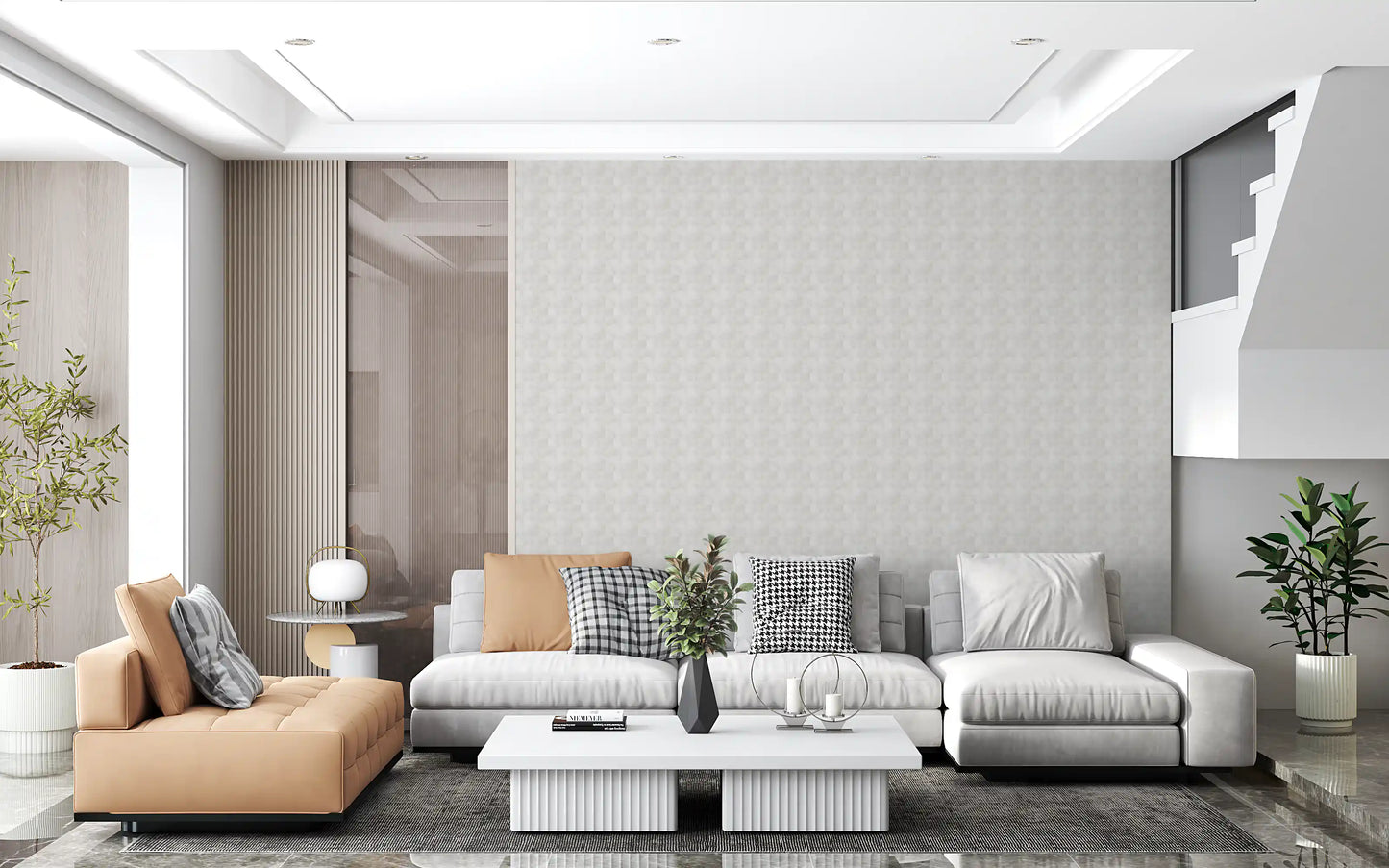 Tapeta Zellige Style Square Tiles - Ghost